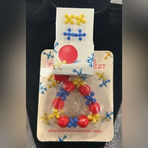 Avon Vintage Kids Jacks Red, Blue, and Yellow Funtime Bracelet & Earring Set
